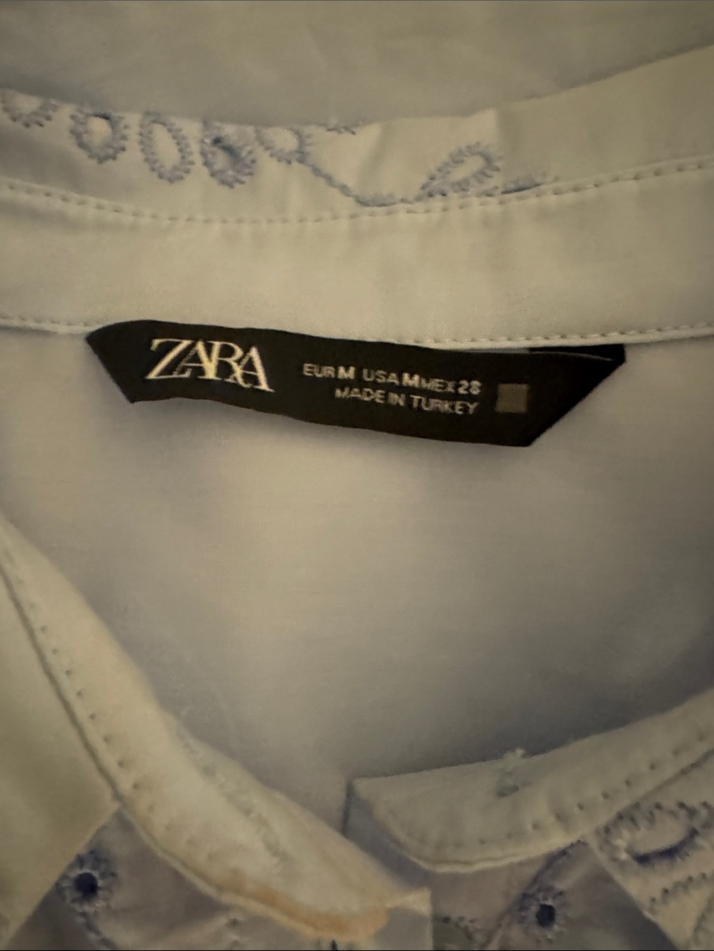 H&M Pale Blue Embroidered Button-Down Blouse - Picture 3 of 4
